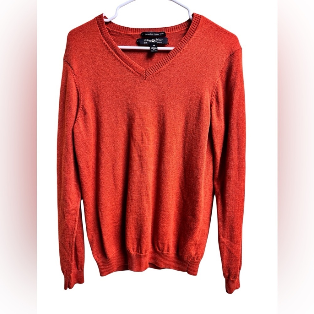 Pronto Uomo Extra Fine Merino Wool V-Neck Sweater | Rust Orange | Men’s M